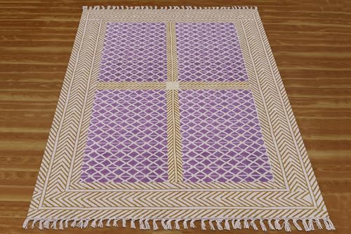 Tapis lavable en coton violet et marron pour simplifier l'entretien de la maison