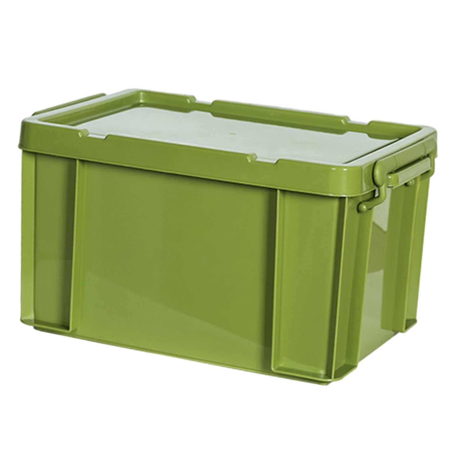 Boîte de Rangement de Camping avec Couvercles et Boucles, Conteneur Empilable pour Chaussures et Jouets, Vert
