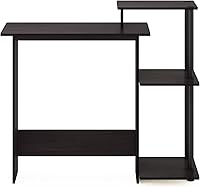 Vista 120 de Furinno - Escritorio compacto para computadora con estantes, Tablero de partículas, Marrón oscuro