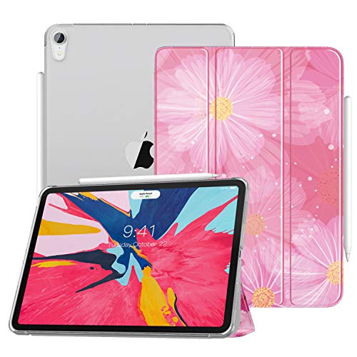MoKo Funda para iPad Pro 11 2018,Cubierta Trasera Translúcida con Soporte para Smart Funda con Accesorio Magnético de Stylus Apertura Lateral con Auto Sueño/Estela - Coreopsis