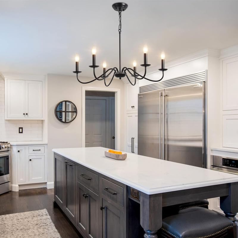 Image of Decor Black Chandeliers Ceiling Lights Living Room, 6 Lights Pendant Light Fitting Industrial Ceiling Lighting for Kitchen Dining Room Bedroom Hall, etc.