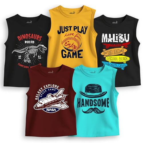 Image of minicult Printed Cotton Jersey Vest for Boys and Girls (Multicolor)