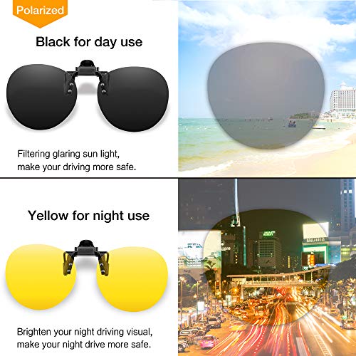 Splaks Round Clip-On Sunglasses Unisex Polarized Frameless Flip Up Glasses #TOP1