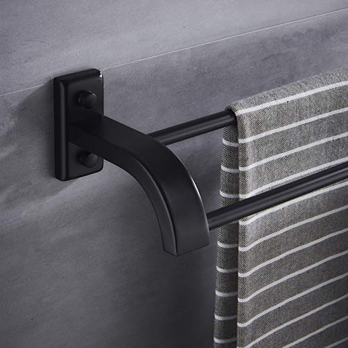 Toallero baño inoxidable 304 negro doble para solucionar falta de espacio 5