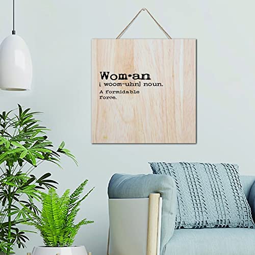 Décoration murale de motivation Woman Noun en bois pour bureau inspirant