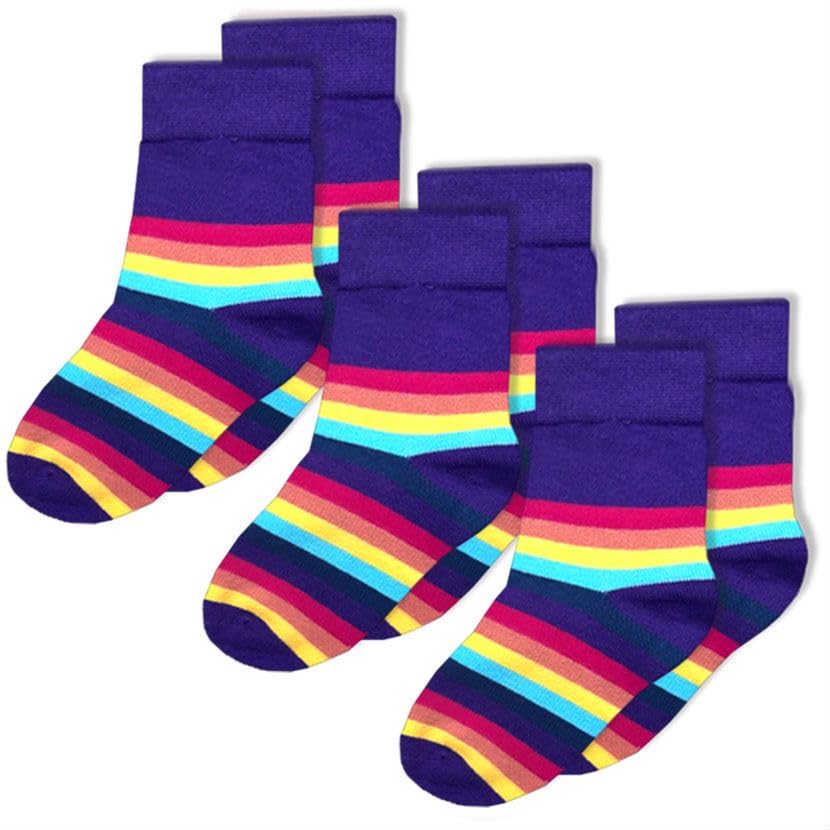 Image of VIKITA Girls Ankle Socks 3 pairs set in Summer winter Rainbow Stripe Christmas socks for little kids 4T, SF5009