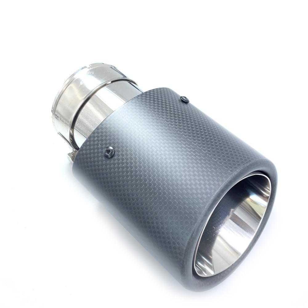 Cola De Escape Coche 1 Uds. Puntas de escape ovaladas inclinadas for coche, escapes fibra carbono mate, tubos ovalados, silenciador negro inoxidable, puntas dobles(60mm-130mm Oval)