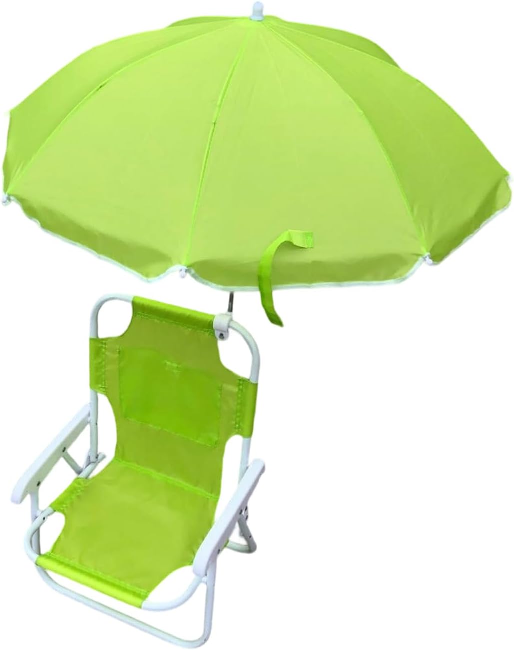 Kids Outdoor Chair With Protective Canopy Reinforced Metal Frame Light Weight Foldable For Beach Trip Portable Kids Beach Chair With Umbrella Green - Image 1 of 9