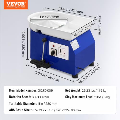 Image of VEVOR Pottery Wheel 350W 11in Clay Wheel Forming Machine with Accessory Kit