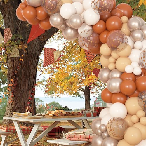 Image of Ouddy Party 129Pcs Burnt Orange Balloons Arch Garland Kit 18 12 10 5 Inch