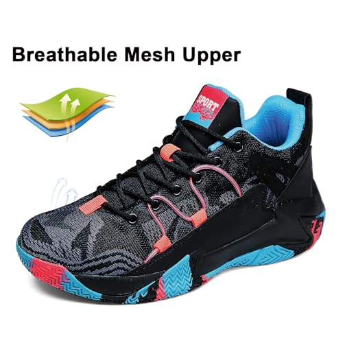 Image of SANEARDE Mens Basketball Shoes High Top Breathable Non Slip Outdoor Sneakers Cushioning Workout Shoes for Fitness