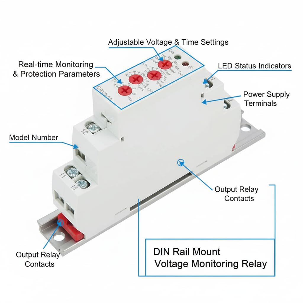 GRV8-05 3-Phase Voltage Monitoring Relay with Phase Sequence and Phase Failure Protection M265