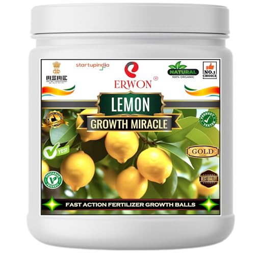 Erwon® Lemon GROWTH MIRACLE Fertilizer, Fast Action Organic Granules for rapid Growth and Heavy Flowering and Bigger Fruits. (200 gm)