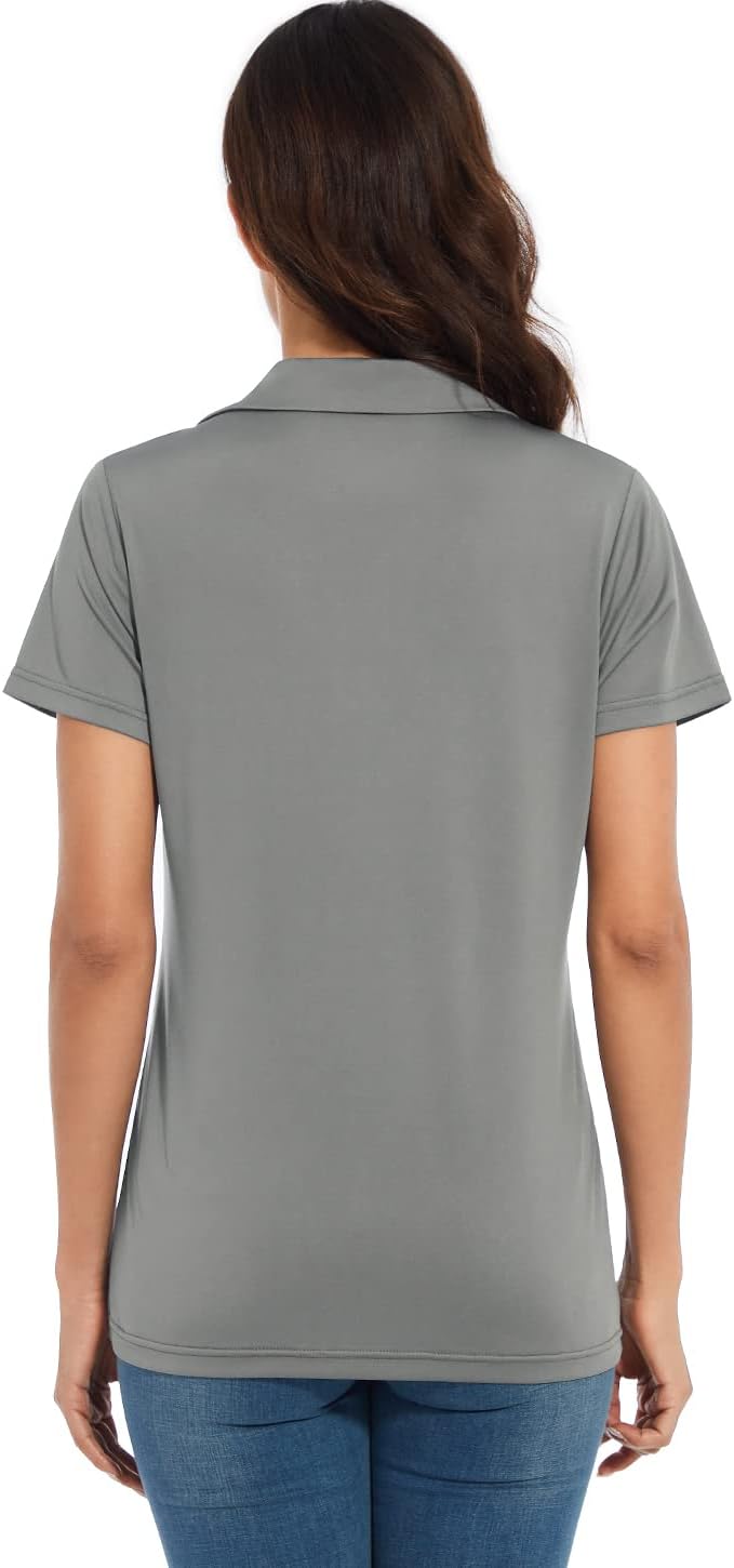 Ullnoy Women's Dry-fit Golf Polo Shirts Short Sleeve Shirts for Women V Neck Moisture Wicking Sports Tops Collar 1-3 Pack - Image 2