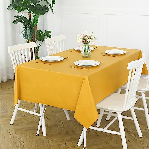 Image of Romanstile Halloween 100% Waterproof PVC Tablecloth, Rectangle Oil Spill Proof Stain Resistant Vinyl Table Cloth, Wipe Clean Plastic Table Covers for Kitchen /Dining /Parties - 54 x 78 Inch, Yellow