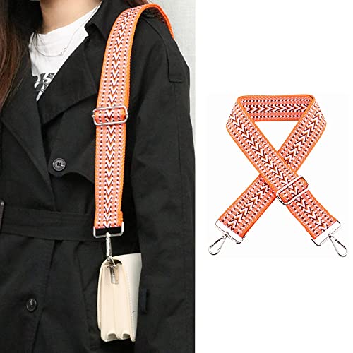 Kiwochy Taschengurt Schulterriemen Breiter Schultergurt Rot Orange Handtaschen Schulterriemen Canva Riemen Breite 2 Zoll längenverstellbarer 29,5-57 Zoll Karabiner in Silber für Taschen Handtaschen