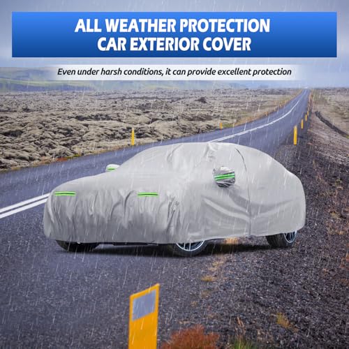Image of Car Cover Fit for BMW 5 Series 528i 530i 535i 540i M5 M550i M550 (2007-2025), Migaven Waterproof Full Exterior Cover Sun Rain Protection with Door Zipper, Silver