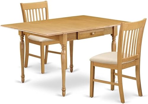 Miniatura 9 de East West Furniture MZNO5-OAK-C - Juego de mesa de cocina de 5 piezas para 4 personas, incluye una mesa de comedor rectangular con gotas y 4 sillas
