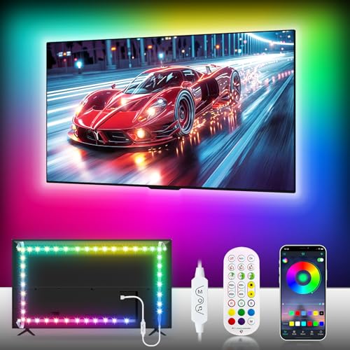 YALGCN LED Strip Light 5m, Led Lights for TV Led Backlight for 55-85 inch Monitor Behind Lighting, USB Powered ICRGB Lights with Remote, Music Sync Bluetooth APP Control for Bedroom