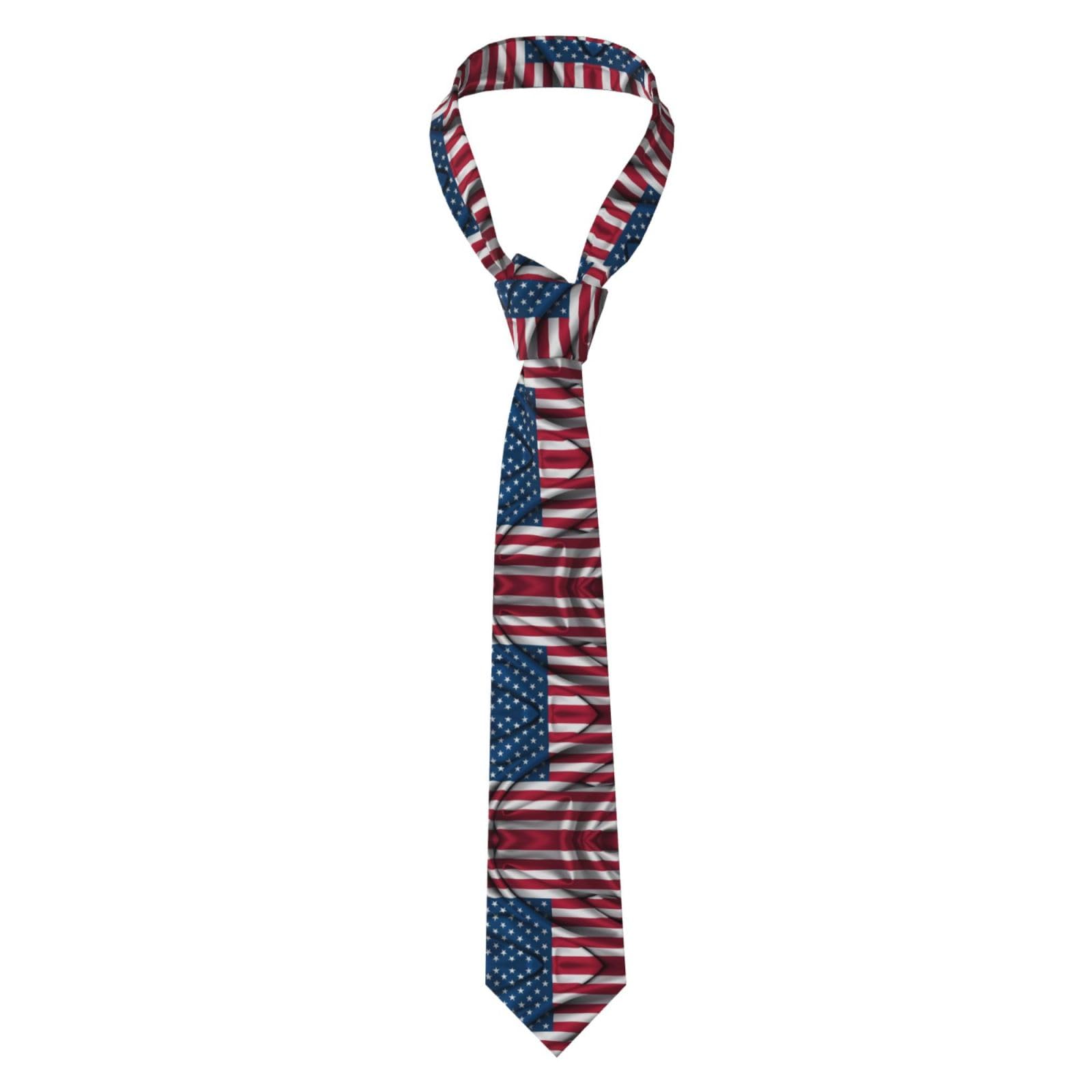Whjdpp Men's Black Necktie Tie American Flag Picture Soft And Comfortable, Non-Deforming, Fade-Resistant, Flat And Crisp