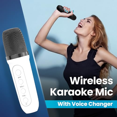 Image of Portronics Apollo One 20W Wireless Bluetooth Portable Speaker with Wireless Karaoke Mic, 5 Hour Playtime, RGB LED Light, Bluetooth V5.3, Easy Grab Handle, USB /AUX in /TF Card, Type C Charging(White)