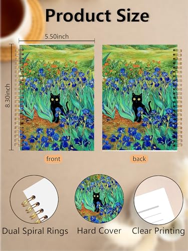 Carnet à spirales ligné chat noir drôle à couverture rigide format notes - 2
