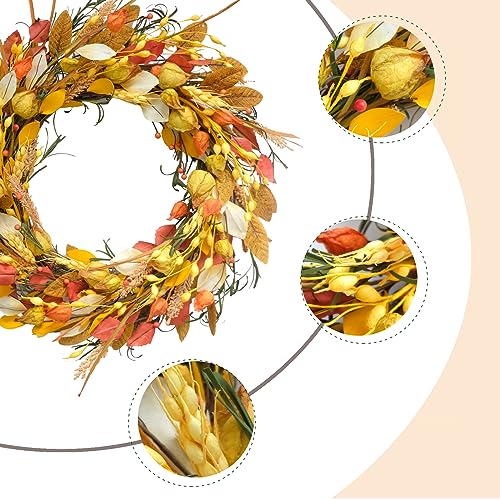 24inchfallwreathwithberrieswheatearsandharvestwheatforhomewalldecor Urban Country Home Decor 24 inch fall wreath with berries wheat ears and harvest wheat for home wall decor urban country home decor