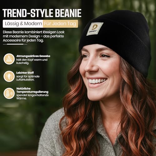 DANAEST Kuschelige Strickmütze – Fold-up Cuff, urbaner Look, warm & bequem – Oliv Meliert