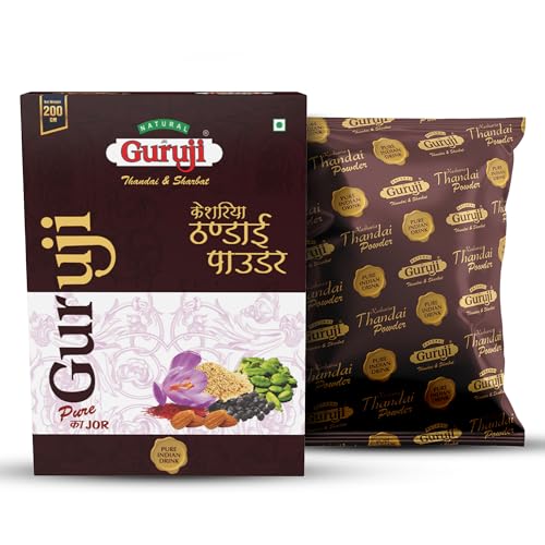 Image of Jai Guruji Kesharia Thandai Dry Fruit Powder Instant Refreshing Drink For Summer (Mix with milk Only) 200 Gram (Pack of 2)