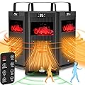 2023 Upgraded Space Heater,Mini Portable with Infrared Sensor & Fireplace Flame Effect,1500W Oscillating Electric Ceramic Room Heater,Fast Heating for Indoor Use,Bedroom,Office Room,Desk,Garage