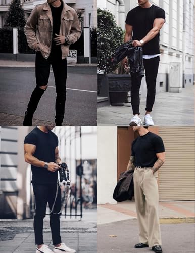 Ekouaer Mens Mock Turtleneck Short Sleeve Knit T Shirts Slim Fit Basic Thermal Tops Lightweight Tee S-XXXL4