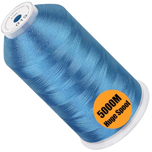 Image of New brothread - Single Huge Spool 5000M Each Polyester Embroidery Machine Thread 40WT for Commercial and Domestic Machines - Sky Blue