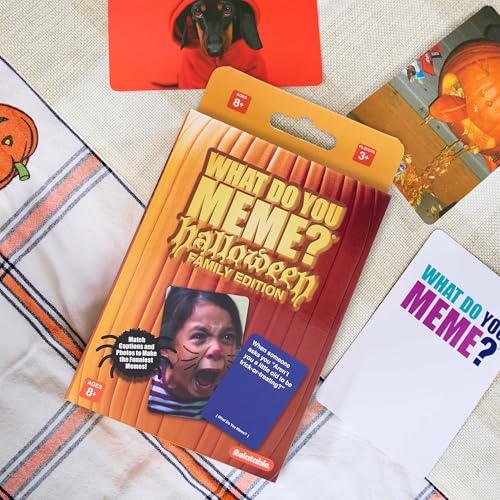 Image of What Do You Meme? Halloween Family Edition by Relatable, A Halloween Activity Travel Pack, Party Game, Includes 30 Photo Cards and 120 Caption Cards, for Kids 8-12