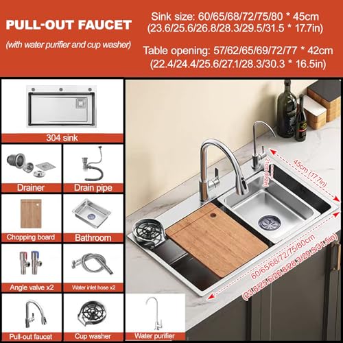 Évier utilitaire avec robinet en acier inoxydable 304 aux finitions durables