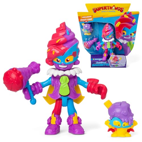 SUPERTHINGS KAZOOM Power Mission –Kazoom Kids. Figura articulada de Sourbette de la Serie de TV “SuperThings Kazoom Power”. Contiene 1 Kazoom Kid, 1 SuperThings Exclusivo, 1 Accesorio