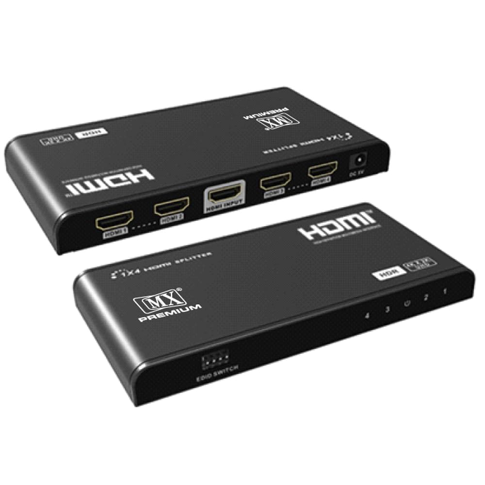 MX HDMI Splitter 1x4 Port 4K Ultra HD Video Distributor with AC