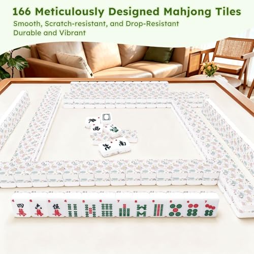 Juego de Mahjong Americano con 166 fichas acrílicas y bolsa miniatura 7