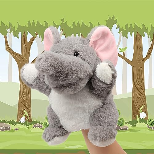 Cuteoy Plush Elephant Hand Puppet Stuffed Animal Toy Open Movable Mouth Creative Role Play Storytelling Plushies Gifts for Kids Toddlers Birthday...