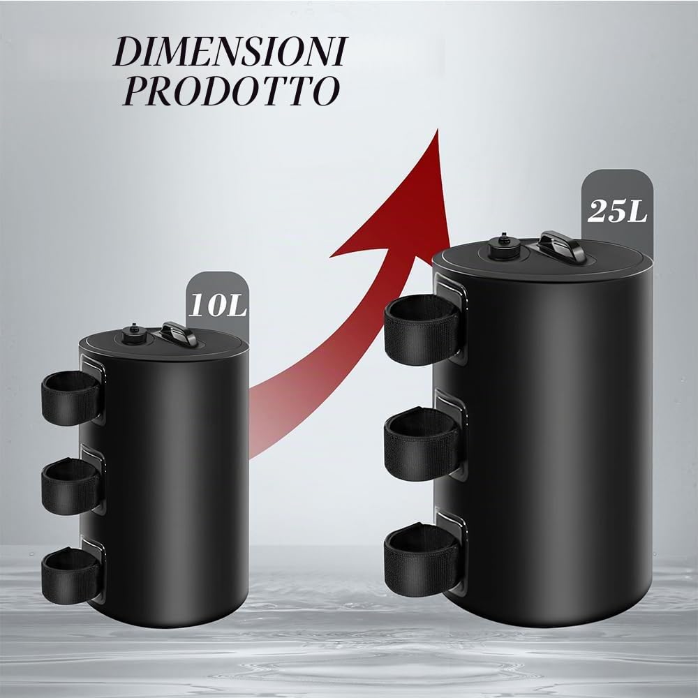 Borsa pesi ad acqua per tettoia, zavorre ad acqua per gazebo, sacchi di sabbia per tende da giardino, pesi per gambe per padiglioni, zavorre per tende da sole e accessori da campeggio (4 pezzi, 30L)