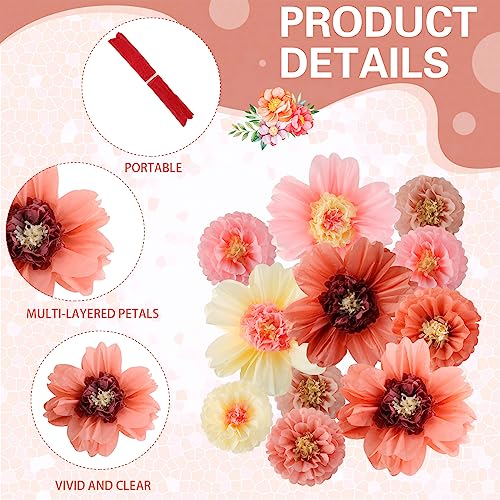 Image of Crowye 36 Pcs Large Colorful Tissue Paper Flowers Decorations Giant Fiesta Craft Crepe Paper Flowers for Wall Decor Backdrop Mexican Wedding Birthday Carnival School Party (10'' 20'',Vintage Color)