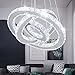 Produktbild Dixun LED-Kronleuchter, moderne Deckenleuchte, 3 Ringe, verstellbar, Edelstahl-Pendelleuchte, Kronleuchter für Schlafzimmer, Wohnzimmer (kaltes Weiß)