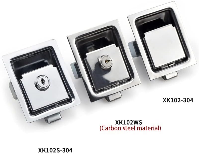 Stainless Steel Paddle Handle Lock Door Latch Heavy Duty Flush Mount for Door Trailer RV 1Pcs (Color : Silver no Key)