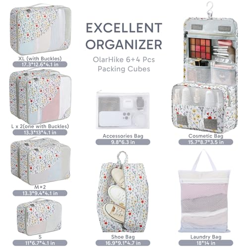 Image of OlarHike 10 Set Packing Cubes for Travel,Gifts for Women Mom,Anti-Tearing Suitcase Organizer,with Over 1000 pcs Mesh Holes,Vacation Essentials & Accessories for Cruise Ship