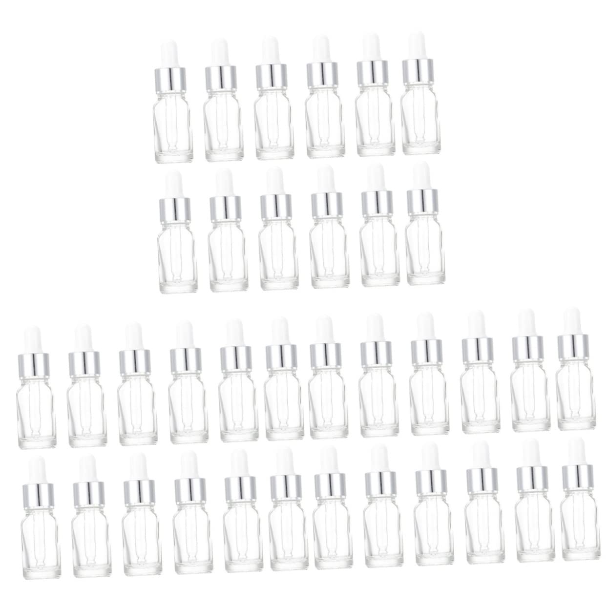 minkissy 36 botellas de esencial de vidrio vacías para maquillaje, botellas de esencial a prueba de fugas, cuentagotas gruesas con cuentagotas de laboratorio, frascos de muestra, paquete
