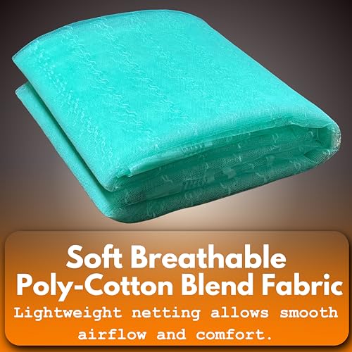 Image of Mosquito Net for King Size Bed & Double Bed, 6x7 Ft (Wall /Hook Hanging) Premium Poly-Cotton Blend Fabric Foldable Machhardani (Light Sea Green)