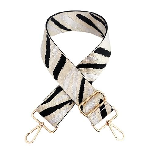 Schulterriemen Längenverstellbarer Tragegurt 5cm Breiter Schultergurt für Taschen 80cm-130cm Mehrfarbiger Umhängegurt Canva Riemen für Taschen Handtaschen DIY Zubehör Karabiner in Gold,Weiß Schwarz