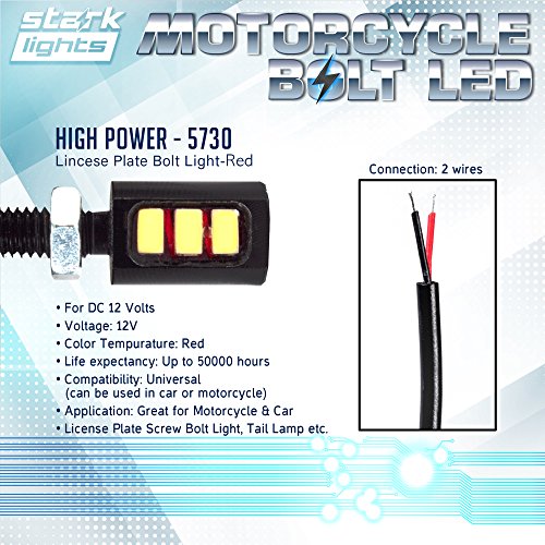 Stark SMD-BKL-RED-2X Car/Motorcycle License Led Bolt Screw - Triple Row Smd - High Power License Plate Led Light - Red thumb #1