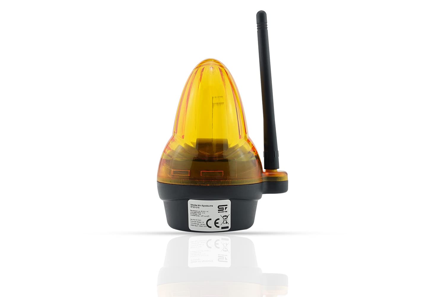 Schartec Mini Signalleuchte 12v 24V und 230V LED gelb mit Stabantenne für Garagentorantrieb Drehtorantrieb Schiebetorantrieb Warnleuchte Blinkleuchte Warnlicht