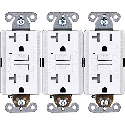Faith 20A GFCI Outlets Slim, Tamper-Resistant GFI Duplex Receptacles with LED Indicator, Self-Test Ground Fault Circuit Interrupter, ETL Listed, White, 3 Piece