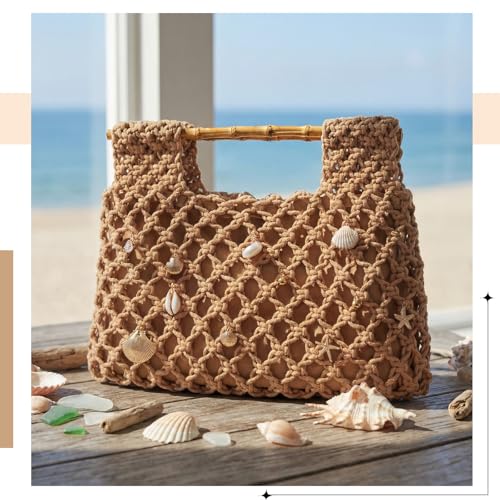 Bolso de mano tejido crochet para mujer miniatura 6